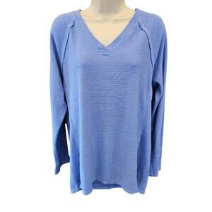 $84 Wild Fox Winter Peri Blue Soft Brushed Ribbed Haley Waffle Top M NWOT warm